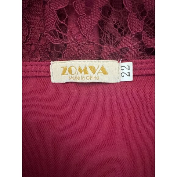 Burgundy Wine Lace Midi Dress Size 22 3X Christmas Holiday Party Wedding Plus Sz - Picture 7 of 10